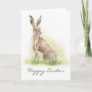 Hare Print Easter Card