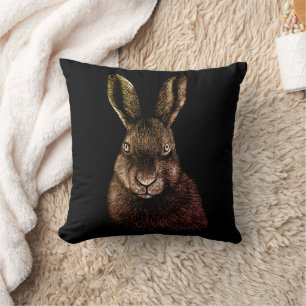 Hare, rabbit, drawing  throw pillow