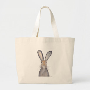 Hare rabbit watercolor large tote bag
