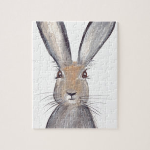 Hare rabbit watercolor watercolor woodland animals jigsaw puzzle