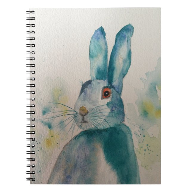 Hare Rabbit Watercolour Blue   Notebook (Front)