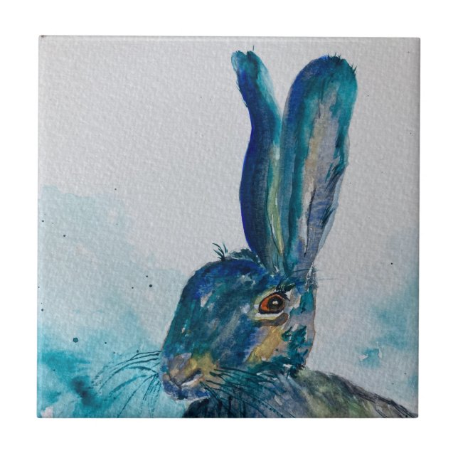 Hare Rabbit Watercolour       Ceramic Tile (Front)