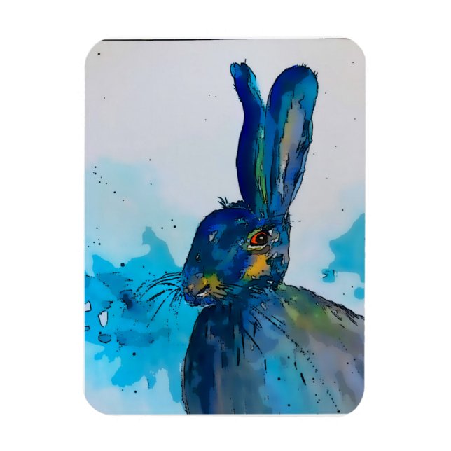 Hare Rabbit Watercolour  Magnet (Vertical)