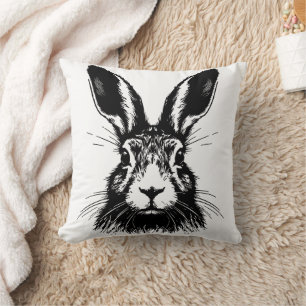 Hare Staring Line Art Cushion