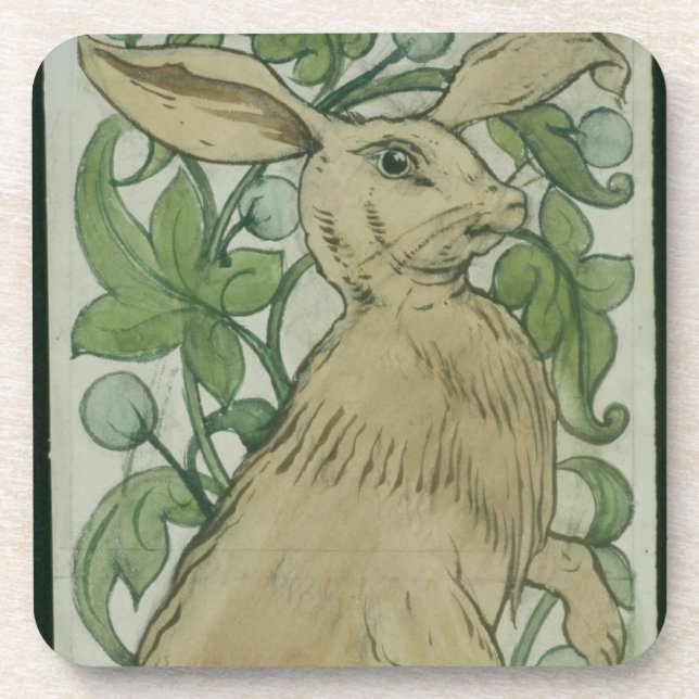 Hare (w/c on paper) coaster (Front)