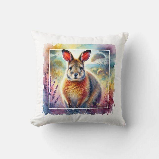 Hare Wallaby 030924AREF125 - Watercolor Cushion (Front)