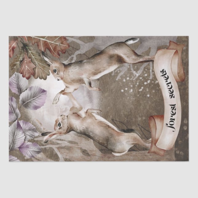 Hare Watercolor Fall Mysterious Autumn Oracle Tissue Paper (Front)