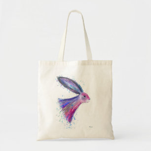 Hare watercolor rabbit wildlife animals colourful tote bag