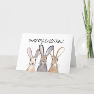 Hare Watercolor Rabbit Woodland Animal Easter Holiday Card