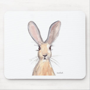 Hare watercolour painting mouse pad