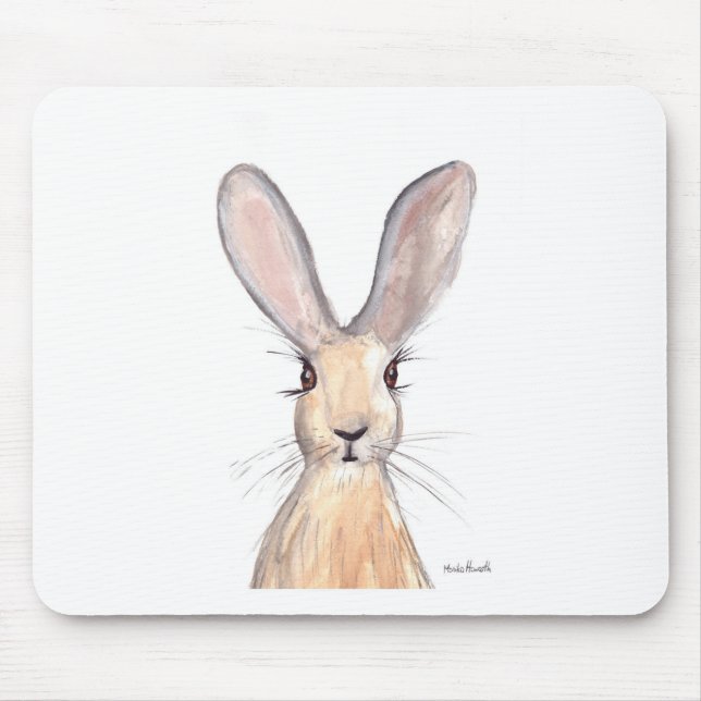 Hare watercolour painting mouse pad (Front)