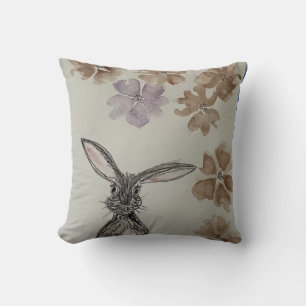 Hare with Flowers Cushion