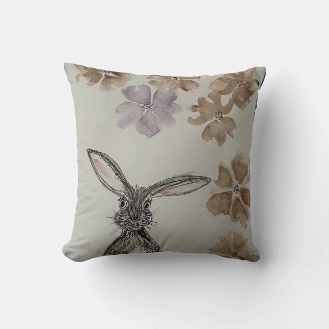 Hare with Flowers Cushion (Front)