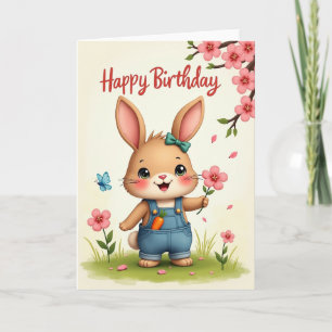 Hares Birthday Blossom Card