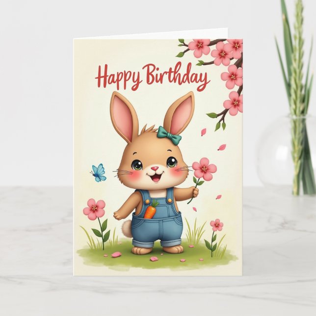 Hares Birthday Blossom Card (Front)