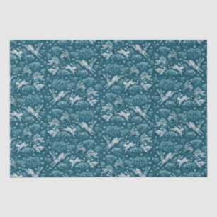 Hares Field Bunnies Rabbits Winter Pattern Teal Tissue Paper