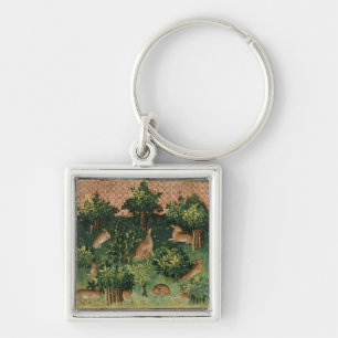 Hares in a Wood Key Ring