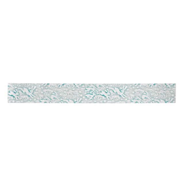Hares Snow Field Bunnies Rabbits Winter Pattern Satin Ribbon (Front)