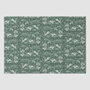 Hares Snow Field White Rabbit Winter Pattern Green Tissue Paper