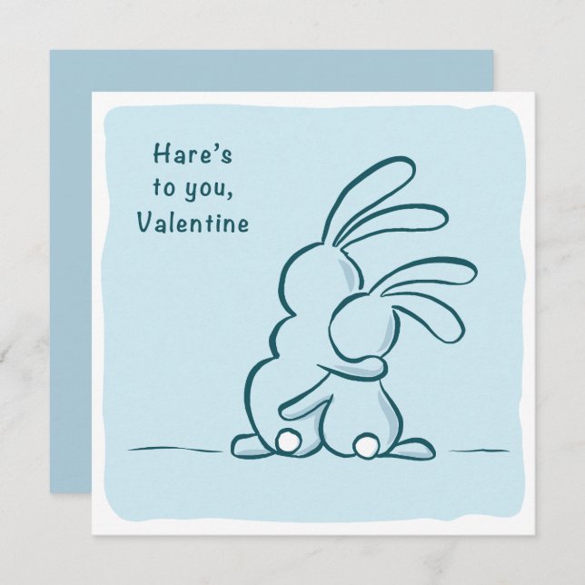 Hare's to you - rabbit Valentine Holiday Card (Front/Back)