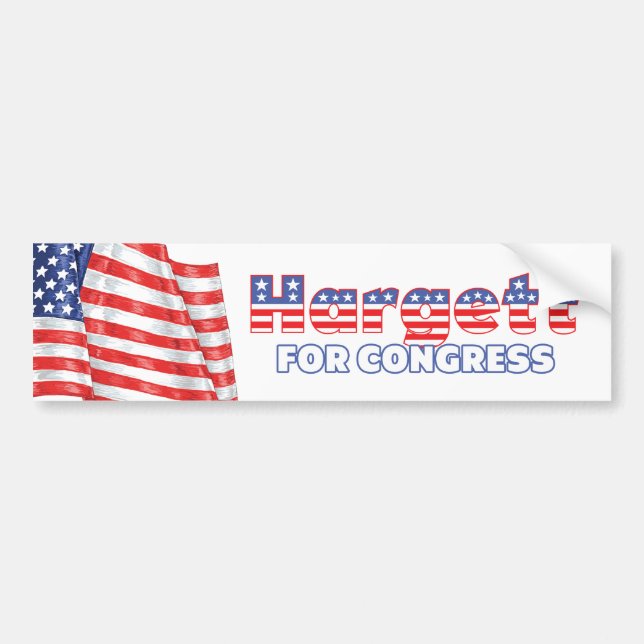 Hargett for Congress Patriotic American Flag Bumper Sticker (Front)