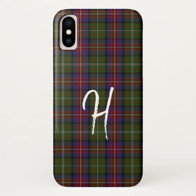 Hargis Clan Monogrammed Tartan Plaid iPhone X Case (Back)