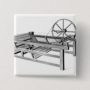 Hargreaves's Spinning Jenny, engraved by 15 Cm Square Badge