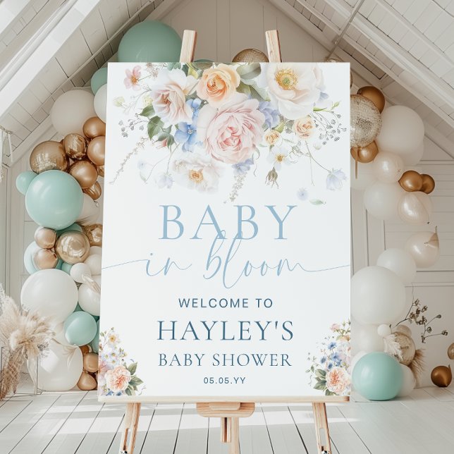 Hargrove Blue Baby In Bloom Shower Welcome Sign (Creator Uploaded)
