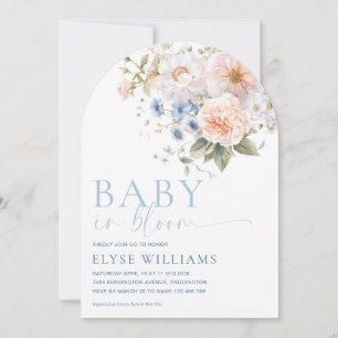Hargrove Blue Floral Baby In Bloom Baby Shower Invitation