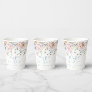 Hargrove Blue Floral Baby In Bloom Baby Shower Paper Cups
