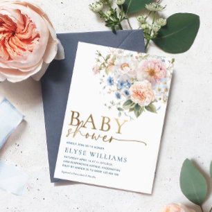 Hargrove Blue Floral Baby Shower Gold