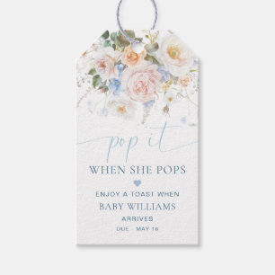Hargrove Blue Floral Baby Shower Pop It Gift Tags