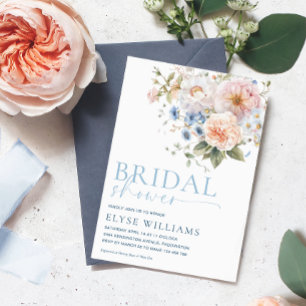 Hargrove Blue Floral Bridal Shower Invitation