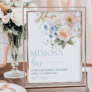 Hargrove Blue Floral Mimosa Bar Poster