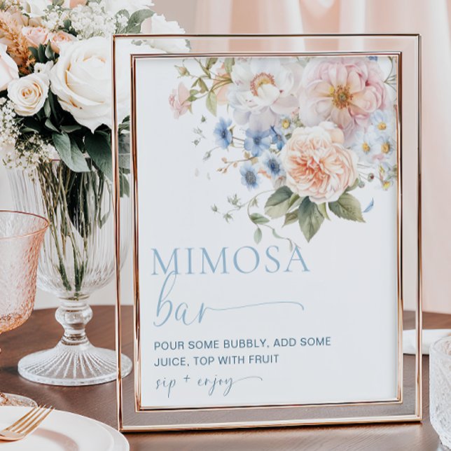 Hargrove Blue Floral Mimosa Bar Poster (Creator Uploaded)