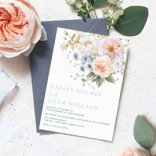 Hargrove Blue Floral Wedding Invitation