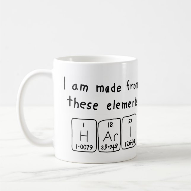 Hari periodic table name mug (Left)