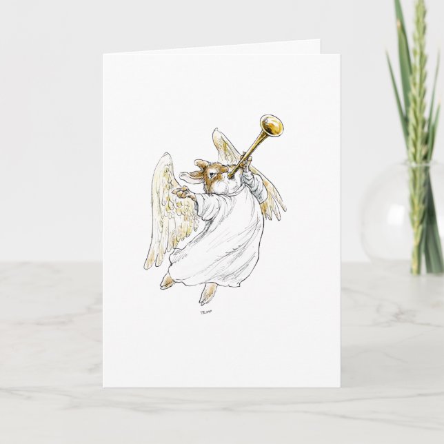 Hark! Angel Rabbit with Trumpet Card (Front)
