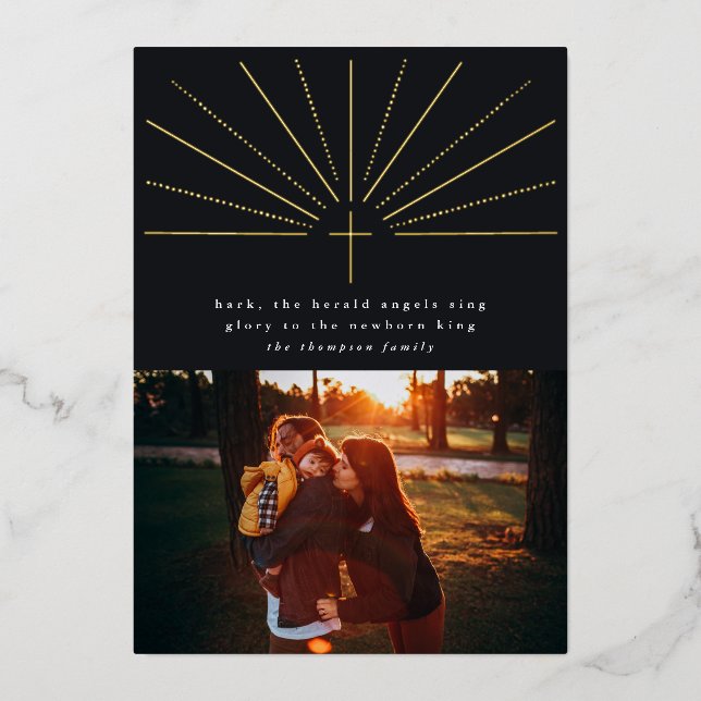 Hark The Herald Angels Foil Holiday Photo Card (Front)