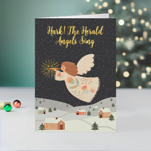 Hark the Herald Angels Sing Christmas Foil Holiday Card