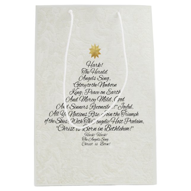 Hark the Herald Angels Sing Christmas Tree Medium Gift Bag (Front)