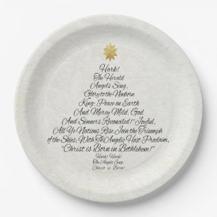 Hark the Herald Angels Sing Christmas Tree Paper Plate