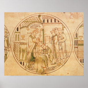 Harl. Roll Y.6 roundel 11 St. Guthlac is Ordained Poster