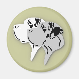 Harlekin and Merle Dane Heads Magnet