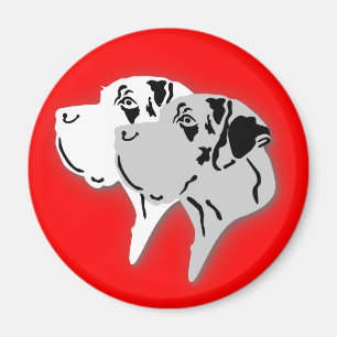 Harlekin and Merle Dane Heads Magnet