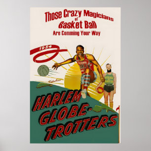 Harlem Globetrotters 1950s Vintage Promo Poster