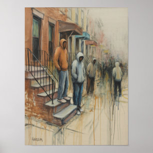 Harlem Hoodie Figure Painting Poster