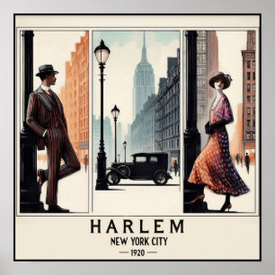 Harlem in 1920's New York City Vintage Poster