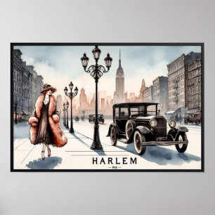 Harlem in 1920's New York City Vintage Poster