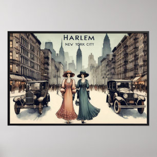 Harlem in 1920's New York City Vintage Poster